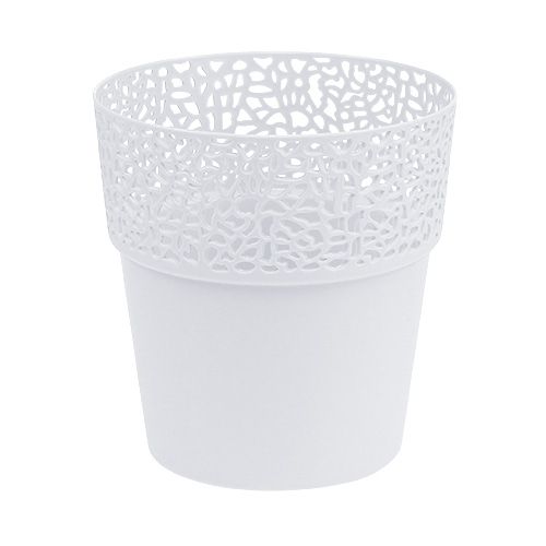 Plastic cachepot white Ø14.5cm H15.5cm 1pc