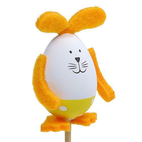 Floristik24 Plastic egg bunny 7cm - 9cm White-green on the bar 6pcs