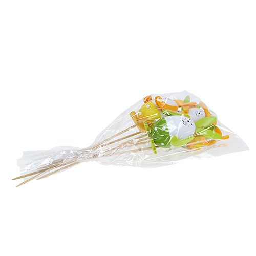 Floristik24 Plastic egg bunny 7cm - 9cm White-green on the bar 6pcs