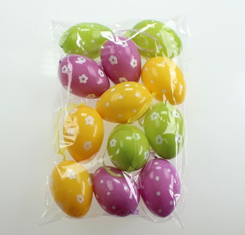 Floristik24 Plastic Decorative Easter Eggs for hanging 9cm 12pcs
