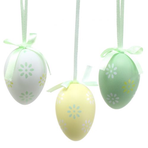 Floristik24 Easter eggs to hang green, white, yellow 6cm 12pcs