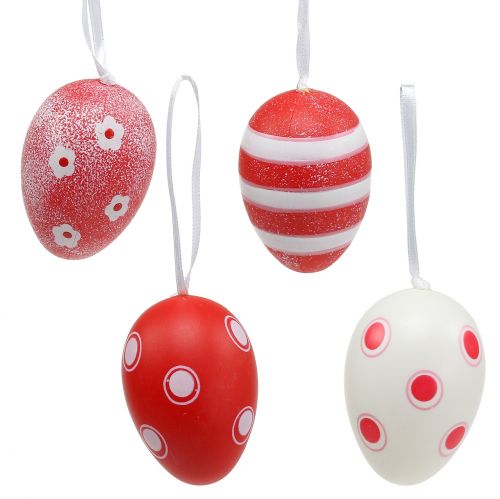 Floristik24 Plastic eggs for hanging red, white 6cm 12pcs