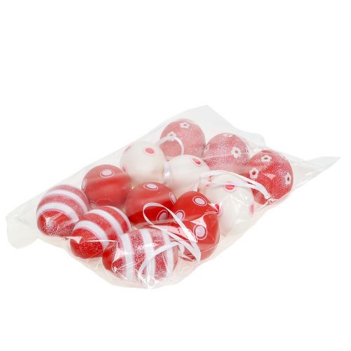 Floristik24 Plastic eggs for hanging red, white 6cm 12pcs