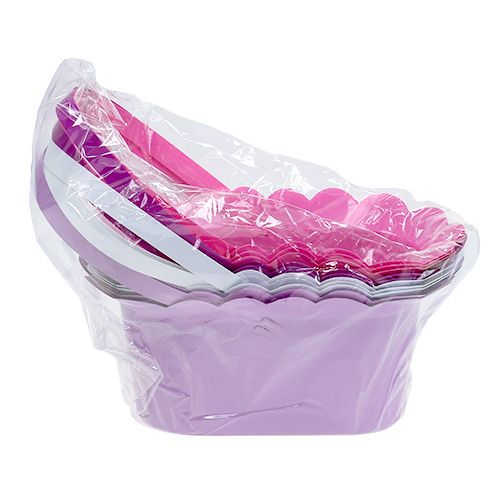 Floristik24 Plastic basket with handle oval assort. 21 x 11 x 9.5cm 10pcs