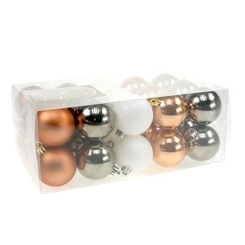 Floristik24 Plastic ball mix in brown, copper Ø6cm 30pcs