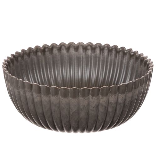 Set of 2 Anthracite Round Decorative Bowls with Ribbed Design – 15cm