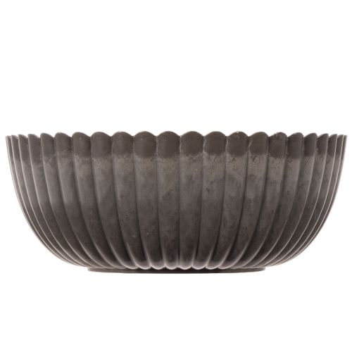 Set of 2 Anthracite Round Decorative Bowls with Ribbed Design – 15cm | Floristik24.co.uk