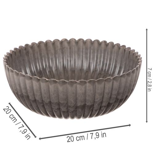 Round Ribbed Bowl Decorative Flower Arrangement Vessel 20cm Set of 2 | Floristik24.co.uk
