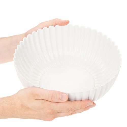 Large Ribbed Decorative Bowl in Light Grey – 25cm | Floristik24.co.uk