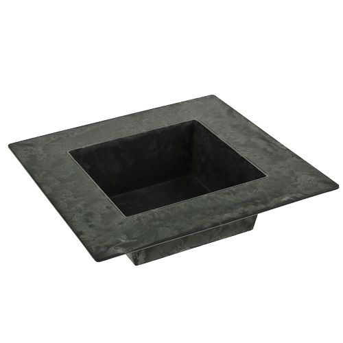 Floristik24 Plastic bowl 12x12x5cm square anthracite, 1pc