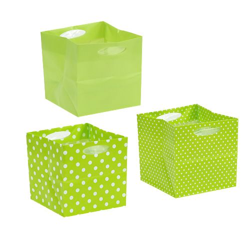 Floristik24 Plastic bag 10.5cm x 10.5cm x 10.5cm Green 12pcs