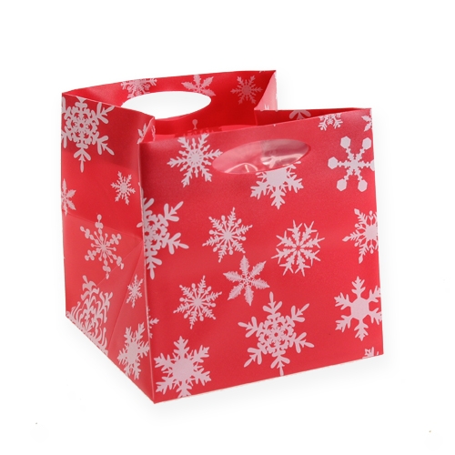 Floristik24 Plastic bag with snowflakes red 10,5cm 12pcs