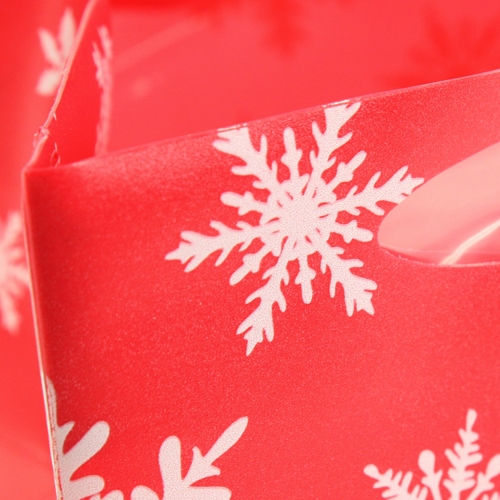 Product Plastic bag with snowflakes red 10,5cm 12pcs