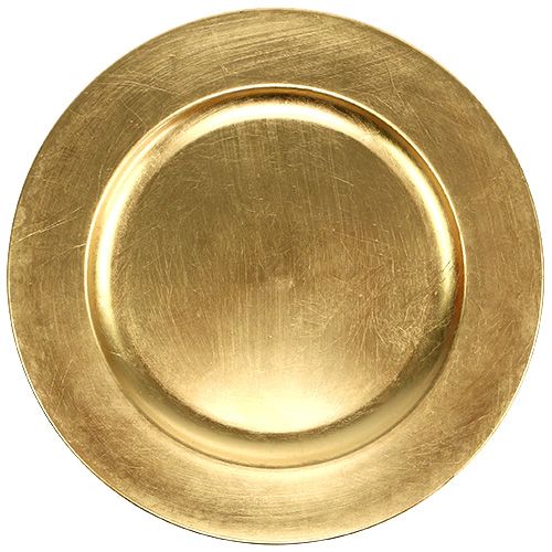 Floristik24 Plastic plate Ø33cm gold with gold leaf effect