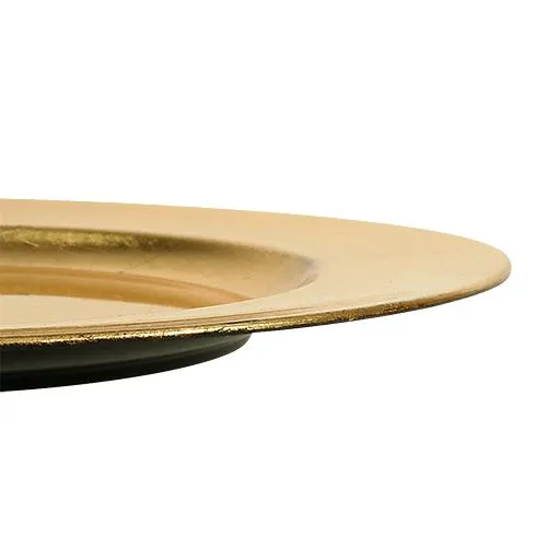Plastic plate Ø33cm gold with gold leaf effect | Floristik24.co.uk