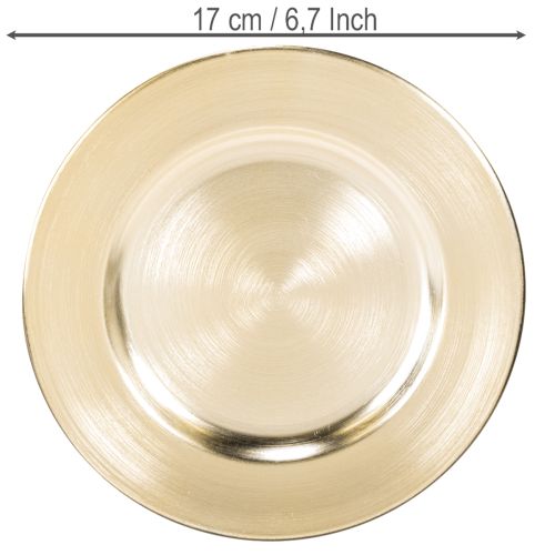 **Small Round Decorative Plate Gold Metal 17cm Set of 6**

```html
<h2>Small Gold Decorative Plates for Home Styling</h2>

<p>
Add a touch of shimmer to your home decoration with this set of six small, round gold decorative plates. Measuring 17cm in diame