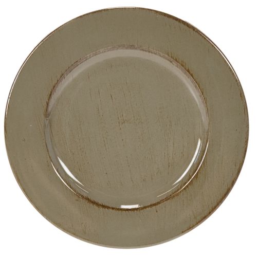 Set of 6 Small Decorative Plates – 17cm Dark Green/Brown