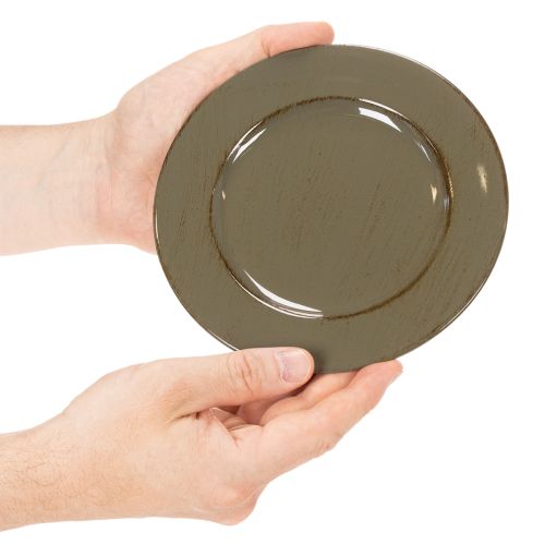 Set of 6 Small Decorative Plates – 17cm Dark Green/Brown | Floristik24.co.uk
