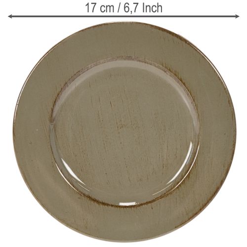 Set of 6 Small Decorative Plates – 17cm Dark Green/Brown | Floristik24.co.uk