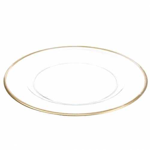 Floristik24 Decorative plate with gold rim clear plastic Ø33cm