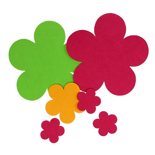 Placemat felt flower multicolored 6pcs