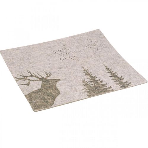 Floristik24 Placemat Christmas table decoration brown felt 45×35cm 4pcs