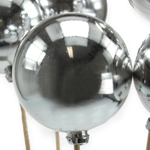 Floristik24 Christmas tree ball on stick silver, mother of pearl shimmer Ø6cm 20 pcs