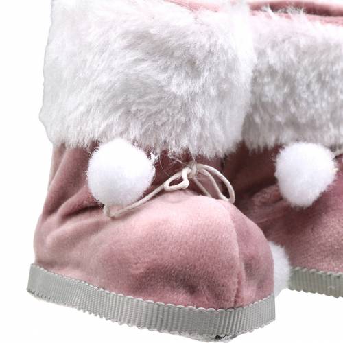 Floristik24 Christmas Tree Ornaments Plush shoe pair Gray / pink 10cm x 8cm 2pcs