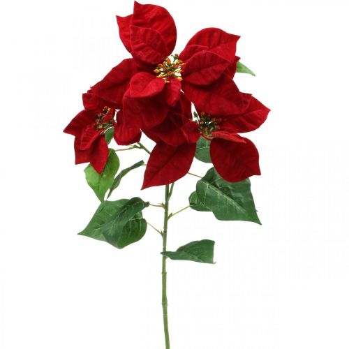 Floristik24 Artificial poinsettia red stem flower 3 flowers 85cm