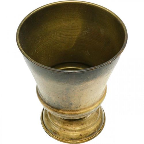Vintage planter metal goblet vase brass Ø14cm H17cm | Floristik24.co.uk