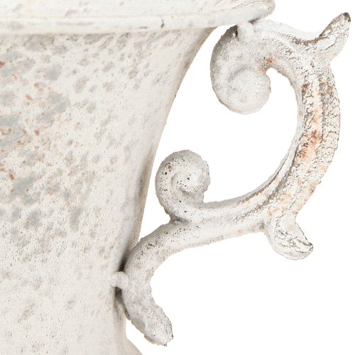Product Cup with handle metal decorative planter grey white H29.5cm
