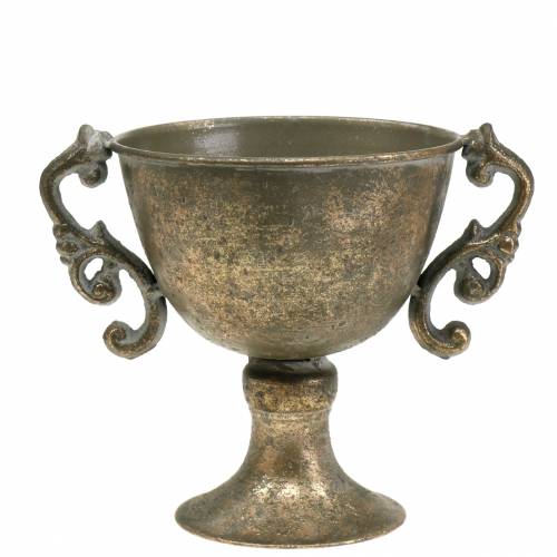 Floristik24 Metal cup antique gold Ø14cm H16cm