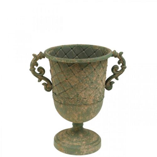 Floristik24 Cup for planting, chalice with handles, metal vessel antique look Ø15.5cm H23.5cm