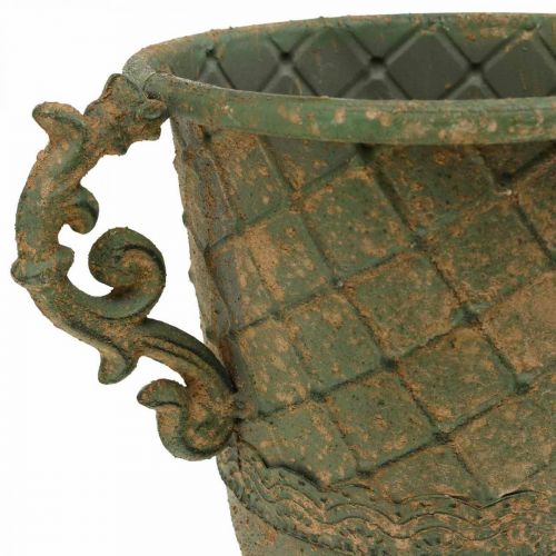 Floristik24 Cup for planting, chalice with handles, metal vessel antique look Ø15.5cm H23.5cm