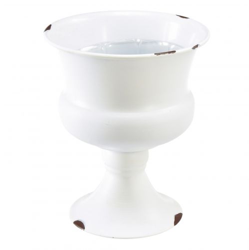 Product Cup for planting white metal shabby chic Ø13.5cm H19cm