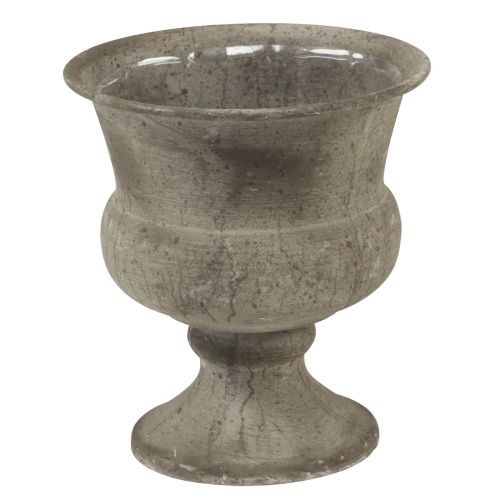 Floristik24 Cup vase metal decorative bowl grey antique Ø13.5cm H15cm