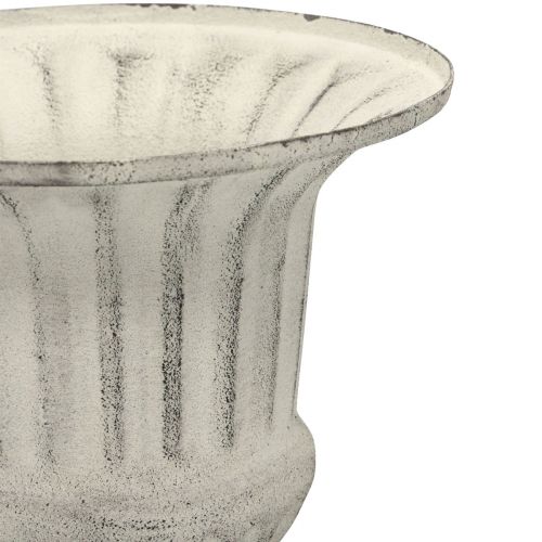 Floristik24 Cup Vase Metal Deco Shabby Chic White Gray H24cm Ø20cm