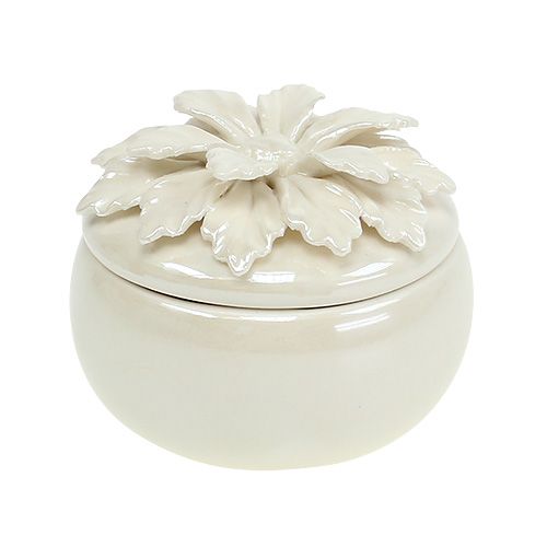 Floristik24 Porcelain box cream Ø7,5cm H6cm