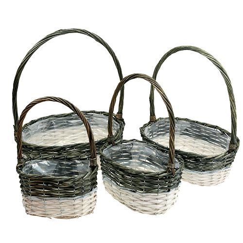 Floristik24 Gift basket with Henkel set of 4 gray-white