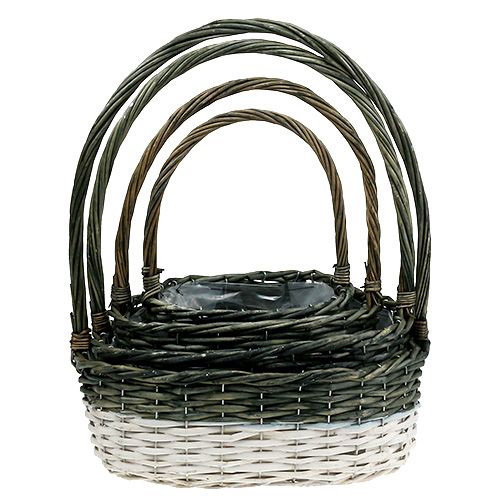 Floristik24 Gift basket with Henkel set of 4 gray-white