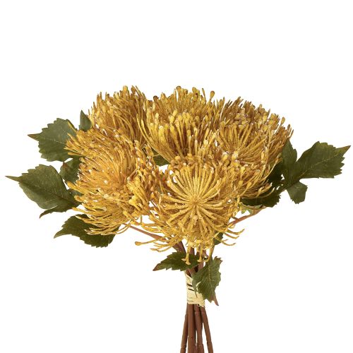 Protea artificial Leucospermum pincushion yellow 30cm 6 pcs