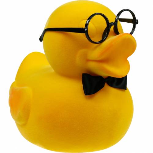 Floristik24 Decorative figure duck with glasses yellow, funny summer decoration, decorative duck flocked