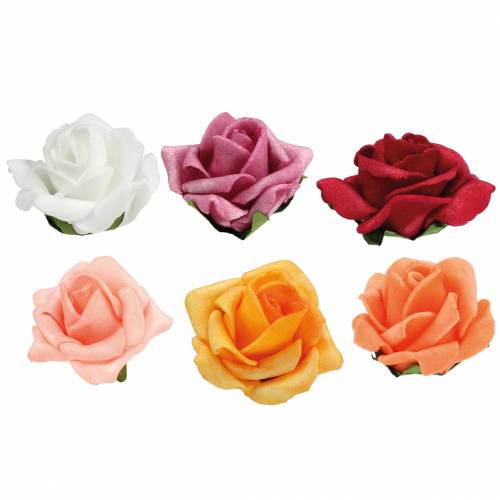 Product Foam rose Ø4.5cm different colors 36pcs