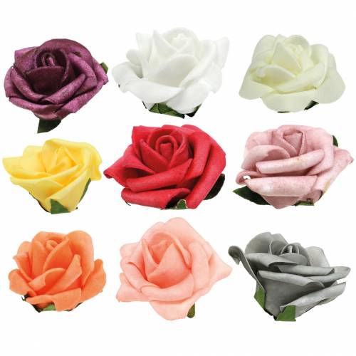 Product Foam Rose Ø6cm various colors 27 pcs