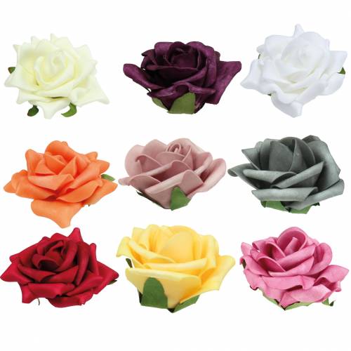 Product Foam Rose Ø7.5cm various colours 18 pcs