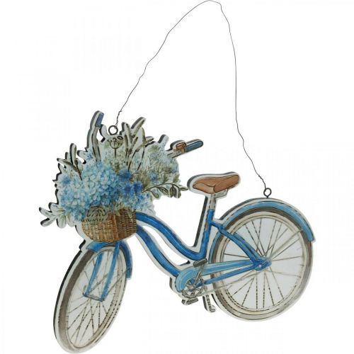 Product Deco sign wood bicycle summer deco sign to hang blue, white 31 × 25cm