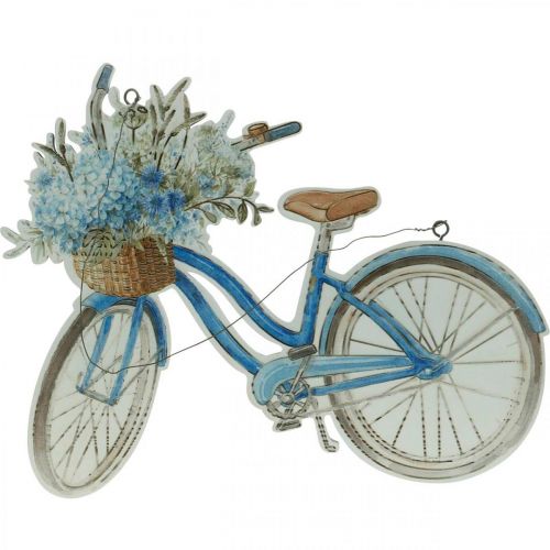 Deco sign wood bicycle summer deco sign to hang blue, white 31 × 25cm