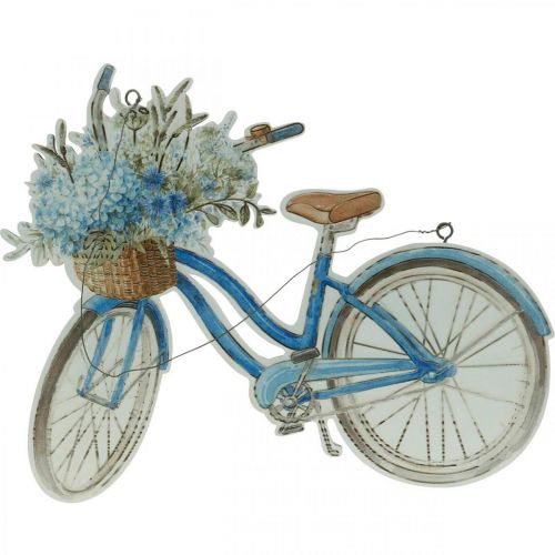 Floristik24 Deco sign wood bicycle summer deco sign to hang blue, white 31 × 25cm