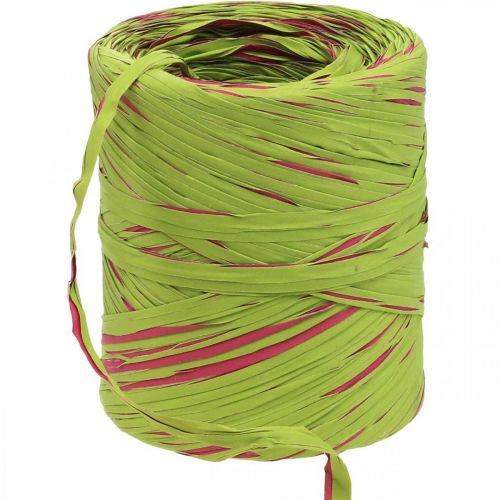 Floristik24 Raffia ribbon light green, pink, poly raffia 200m