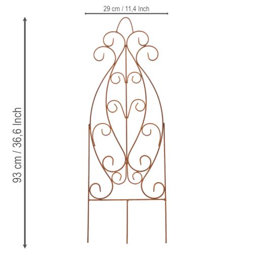 Product Metal garden trellis, decorative plant support for climbing plants, 93cm